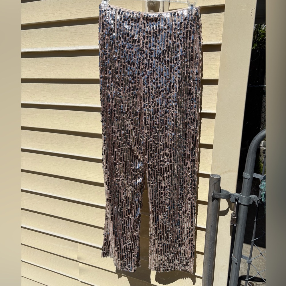 Lulus You Better Work Silver Multi Sequin Wide-Le… - image 3